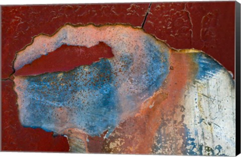 Framed Details Of Rust And Paint On Metal 15 Print