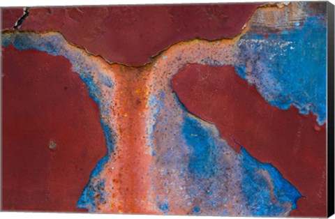 Framed Details Of Rust And Paint On Metal 16 Print