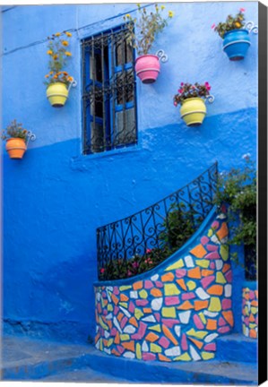 Framed Morocco, Chefchaouen Colorful House Exterior Print