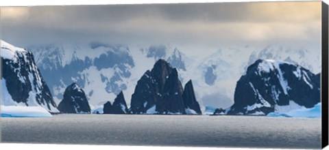 Framed Antarctic Peninsula, Antarctica, Spert Island Craggy Rocks And Mountains Print