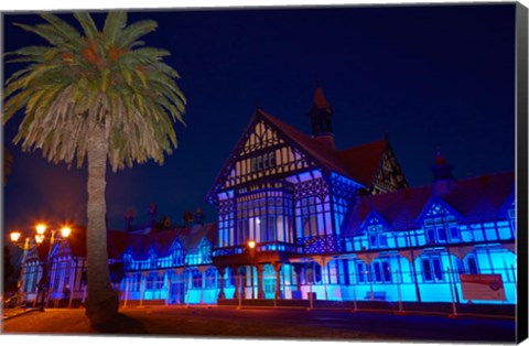 Framed Bath House At Dusk, Government Gardens, Rotorua, North Island, New Zealand Print