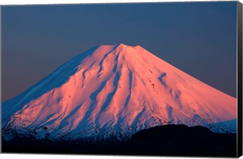 Framed Alpenglow On Mt Ngauruhoe At Dawn, Tongariro National Park, New Zealand Print