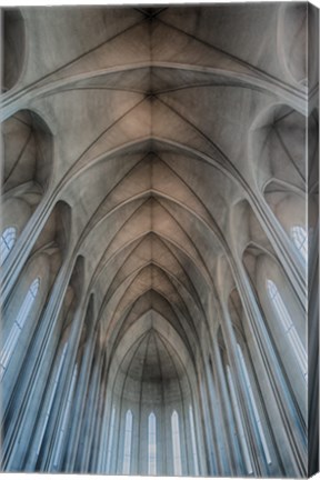 Framed Iceland, Reykjavik, Ribbed Vaults In The Modern Cathedral Of Hallgrimskirkja Print