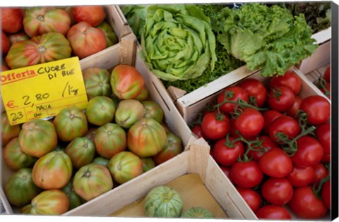 Framed Italy, Genoa Province, Rapallo Fresh Produce In Outdoor Market Print