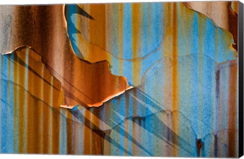 Framed Alaska, Craig Rust Streaks And Peeling Paint On Old Travel Trailer Print