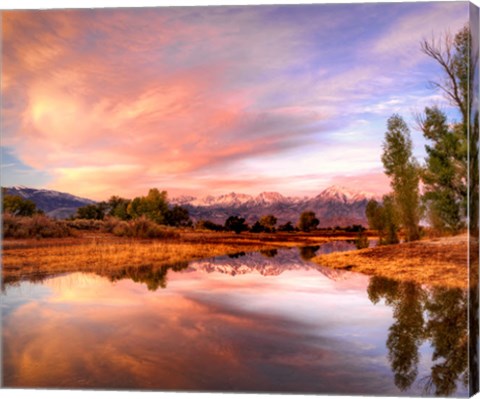 Framed California, Bishop Sierra Nevada Range Reflects In Pond Print