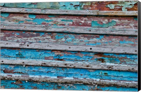 Framed Old Wooden Fishing Boat, California Print