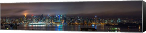 Framed Vancouver Night Panorama Print