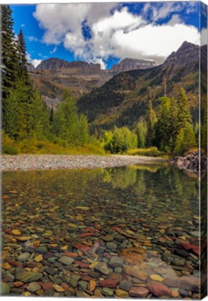 Framed Mcdonald Creek With Garden Wall In Early Autumn In Glacier National Park, Montana Print