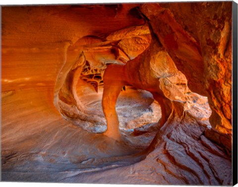 Framed Nevada, Overton, Valley Of Fire State Park Multi-Colored Rock Formation Print