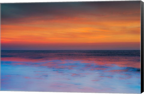 Framed New Jersey, Cape May, Sunset On Ocean Shore Print