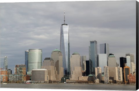 Framed One World Trade Center And Other Manhattan Skyscrapers Seen From Jersey City, NJ Print