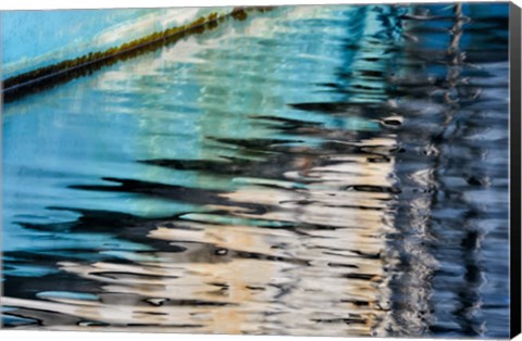 Framed Fishing Boat Colors Reflected In Charleston Marina, Oregon Print