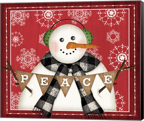 Framed Peace Snowman Print