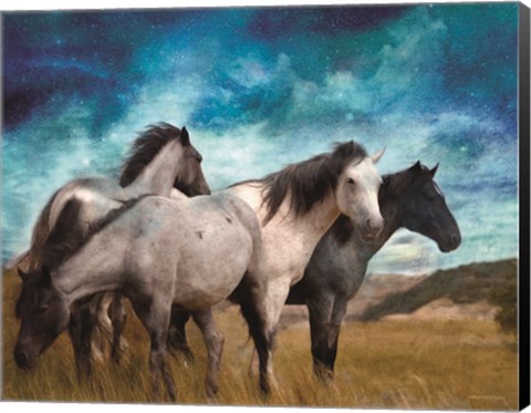 Framed Starry Night Horse Herd Print