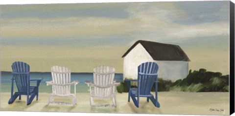Framed Beach Chairs Panorama Print