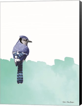 Framed Bird on Blue Print