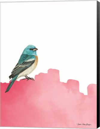 Framed Bird on Pink Print