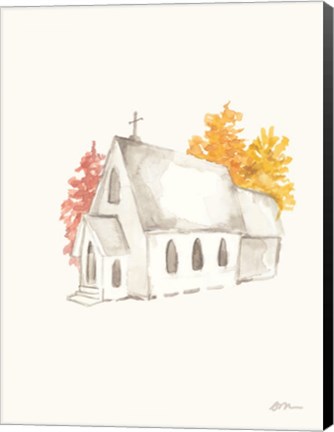 Framed Autumn Church Print