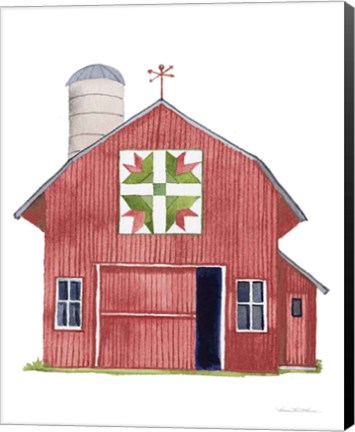 Framed Life on the Farm Barn Element I Dark Red Print