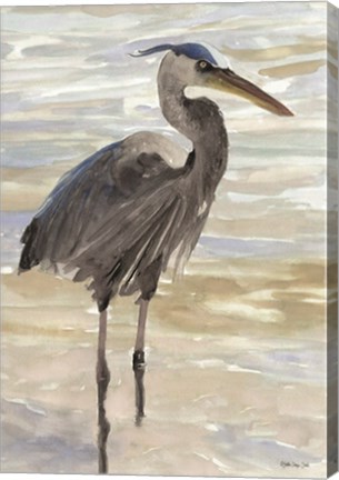 Framed Heron in Water Print