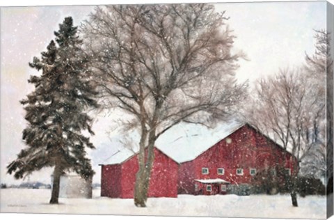 Framed Snowy Barn Print