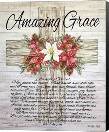 Framed Amazing Grace Christmas Cross Print