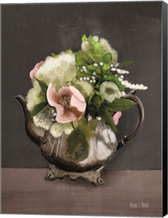 Framed Vintage Floral Tea Pot Print