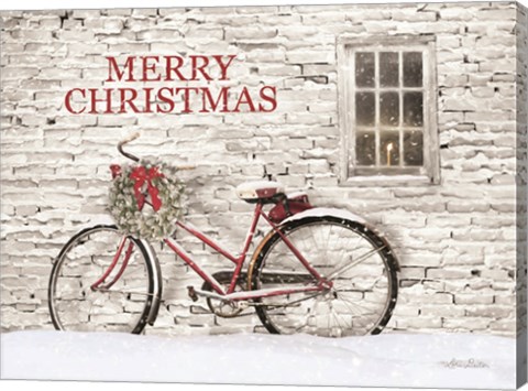 Framed Merry Christmas Bicycle Print