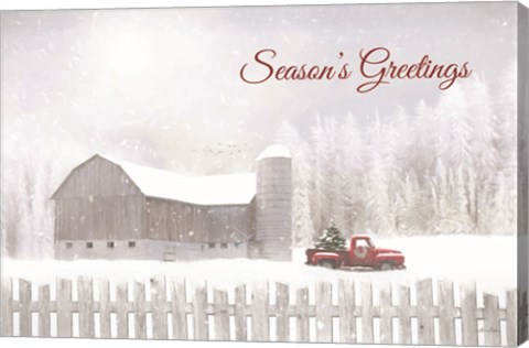 Framed Season&#39;s Greetings with Truck Print