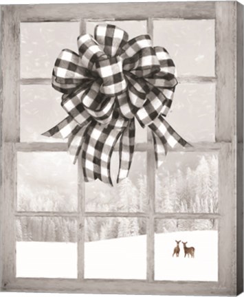 Framed Christmas Deer with Bow Print