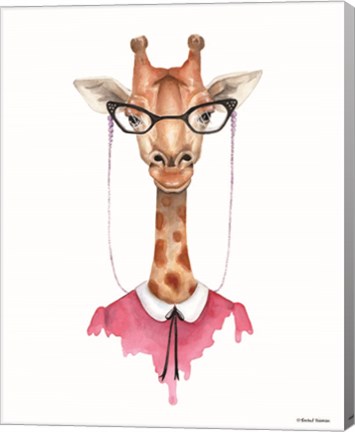 Framed Giraffe in Glasses Print