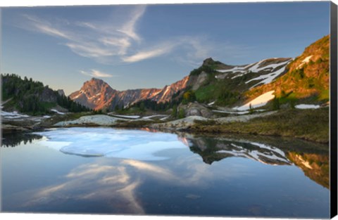 Framed Partially Thawed Tarn, Yellow Aster Butte Basin, North Cascades, Washington State Print