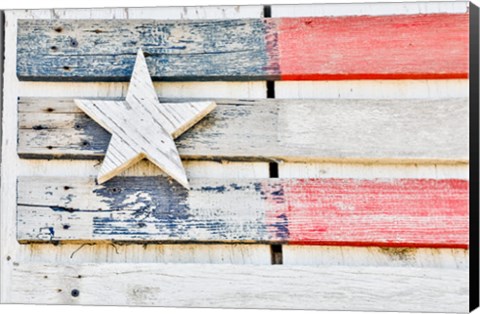 Framed Flag On Side Of Old Wooden Shed, Benge, Washington State Print