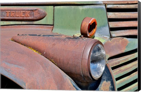 Framed Headlight On Old Truck Detail In Sprague, Washington State Print