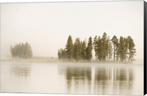 Framed Morning Fog Along The Yellowstone River In Yellowstone National Park Print