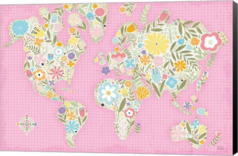 Framed Floral World Pink Print