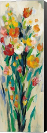 Framed Tall Bright Flowers Cream II Print