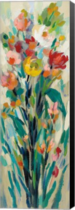 Framed Tall Bright Flowers Cream I Print