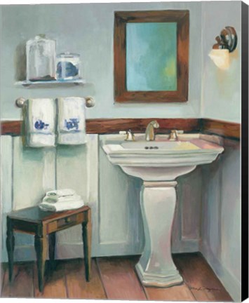 Framed Cottage Sink Navy Print