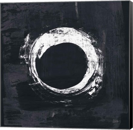 Framed Zen Circle I Black Crop Print