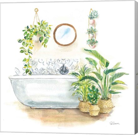 Framed Greenery Bath II Print