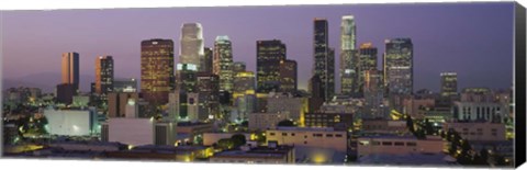 Framed Skyscrapers Lit Up At Dusk, City Of Los Angeles, California Print