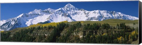 Framed Low Angle View Of Snowcapped Mountains, Rocky Mountains, Colorado Print