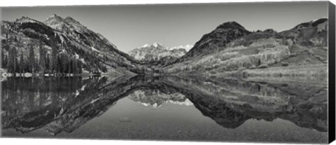 Framed Reflection Of Mountains In A Lake, Maroon Bells, Aspen, Colorado Print