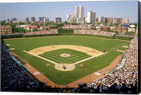 Framed High Angle View Of A Stadium, Wrigley Field, Chicago, Illinois Print