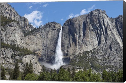 Framed View Of Yosemite Falls In Spring, Yosemite National Park, California Print