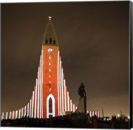 Framed Annual Winter Lights Festival, Reykjavik, Iceland Print