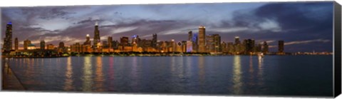 Framed City At The Waterfront, Lake Michigan, Illinois Print