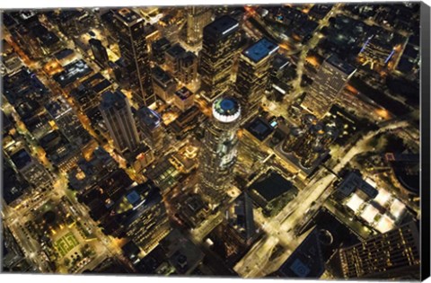 Framed City Lit Up At Night, Los Angeles, California Print